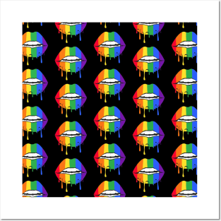 LGBT pride rainbow lips pattern Posters and Art
